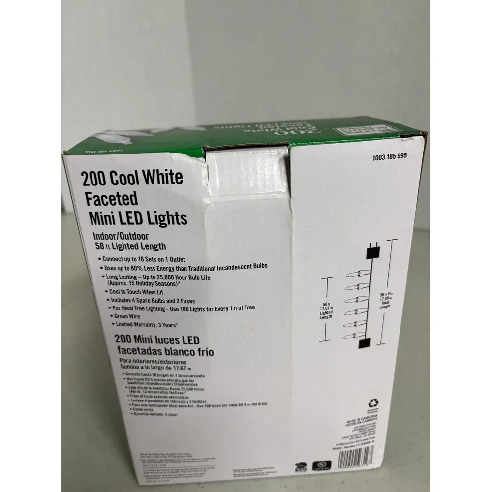 Home‎ Accents Holiday 200 Cool White Mini LED Lights Green Wire 1003185995